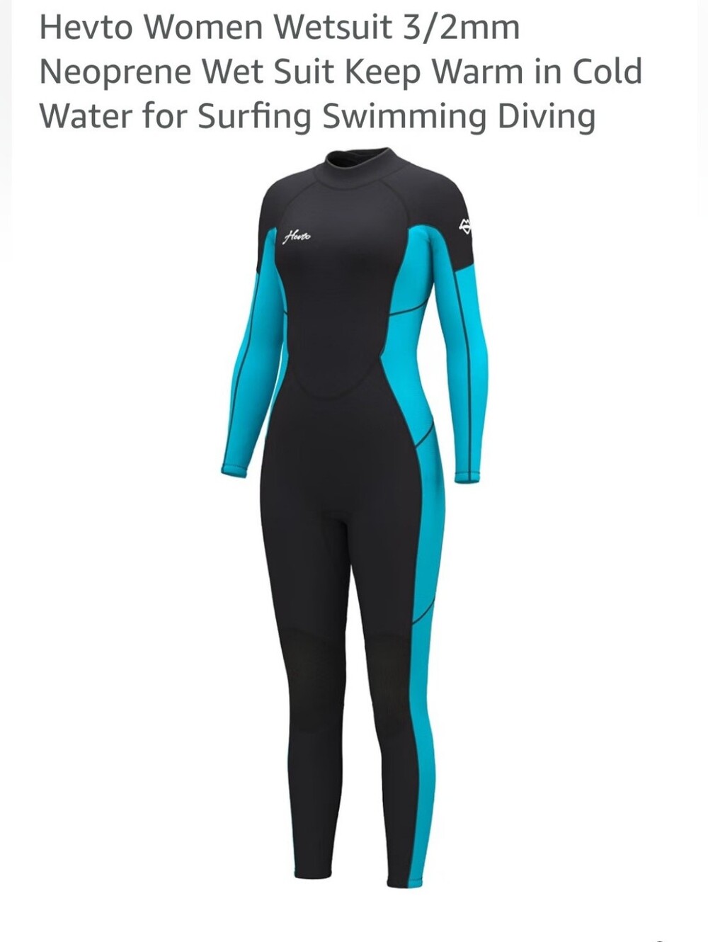Hevto 3/2mm Wetsuit Women 14S Black Turquoise NWT